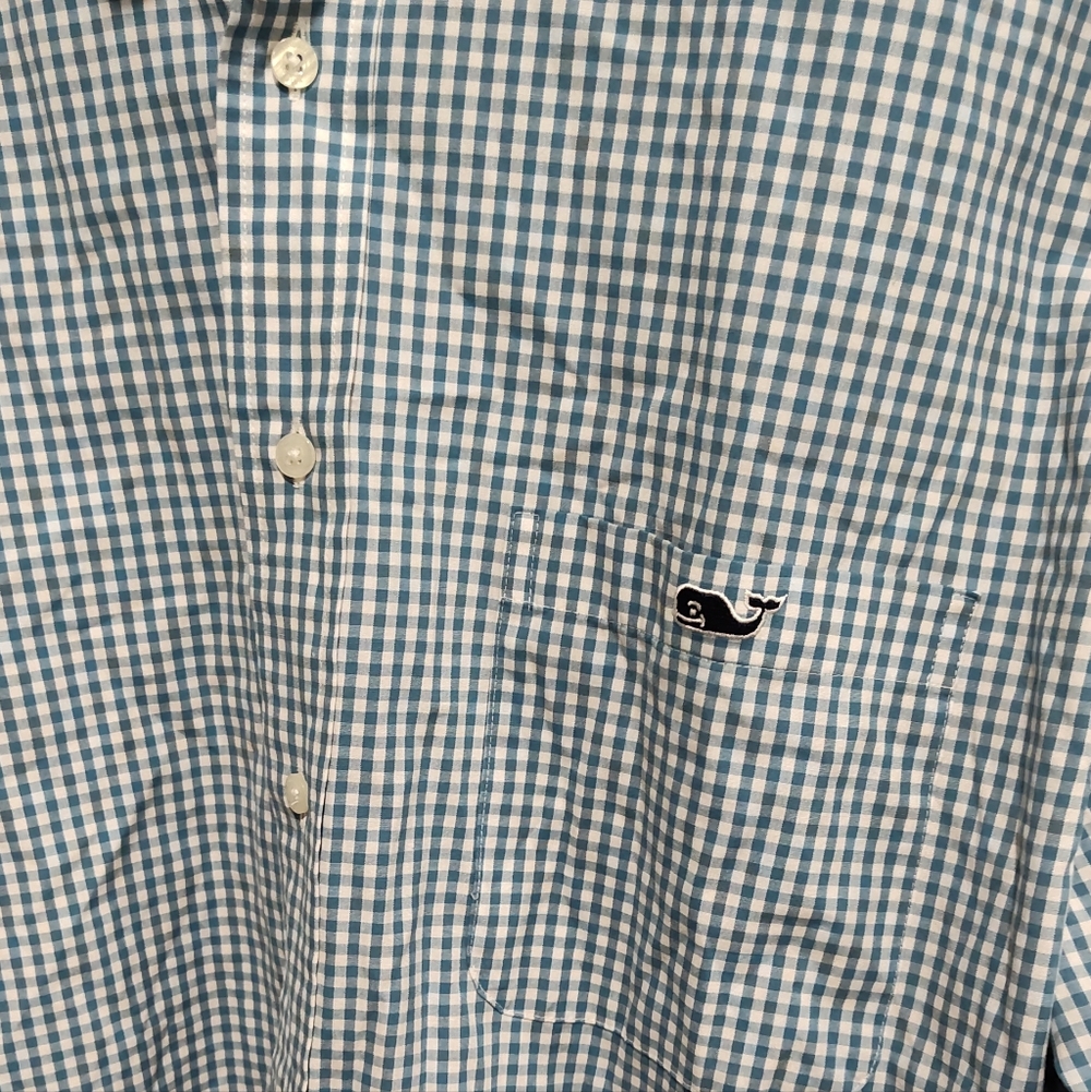 Vineyard Vines Shirt Men's XB Classic Fit Poplin Long Sleeve Blue Gingham NWT - Picture 3 of 11